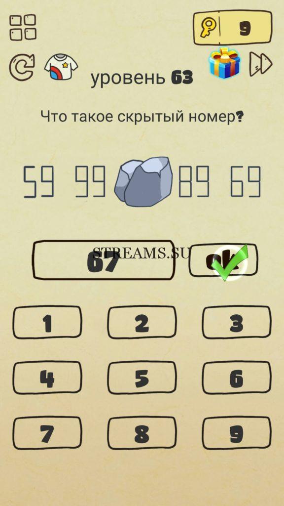 Что такое скрытый номер? 63 уровень Brain Crazy