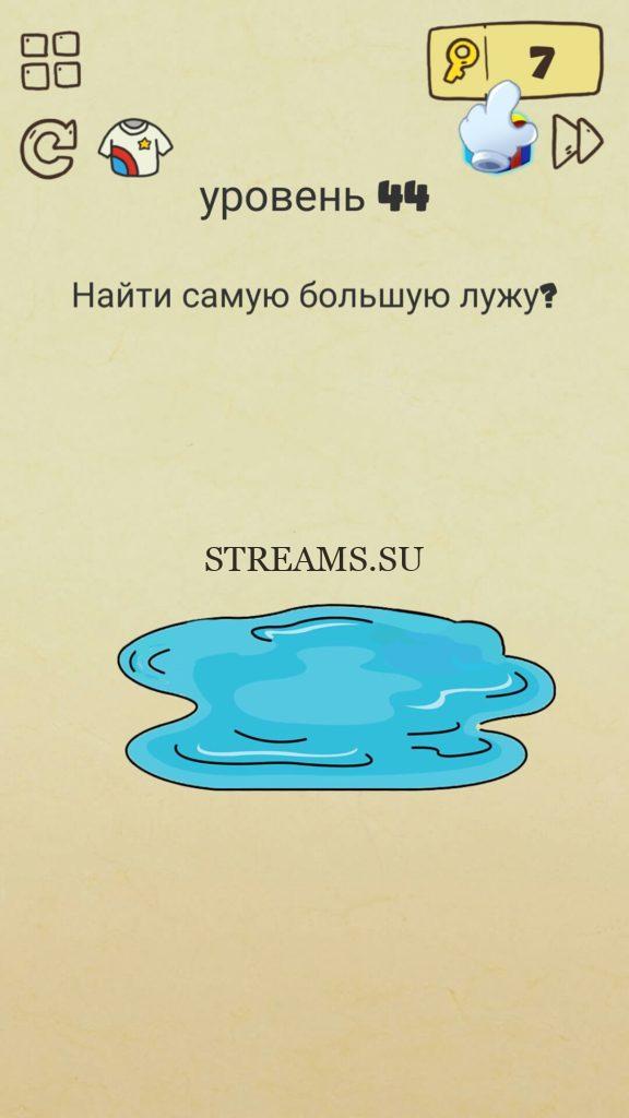 Найти самую большую лужу? 44 уровень Brain Crazy