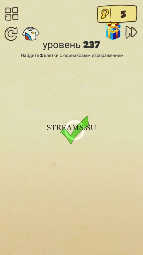 Найдите 2 клетки с одинаковым изображением. 237 уровень Brain Crazy