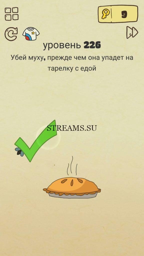 Убей муху, прежде чем она упадет на тарелку с едой. 226 уровень Brain Crazy
